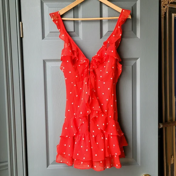 For Love And Lemons Scarlet Polka Dot Mini Dress - Picture 5 of 6